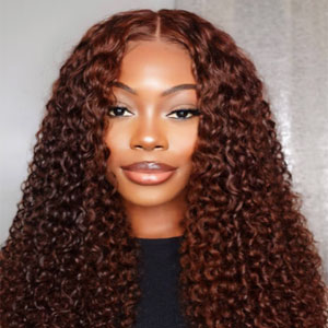 KieRaShon Reddish Brown 33B Auburn 7x5 Bye Bye Knots Lace Closure Jerry Curly Wig